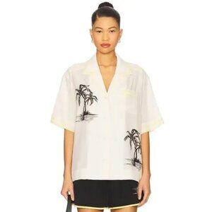 Zimmermann Short Sleeve Shirt in Cream Palm AU 0 US L/10
